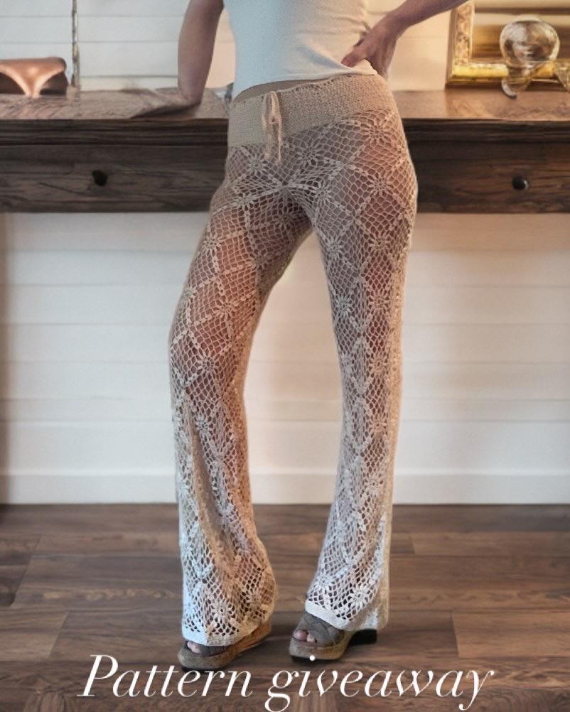 CROCHET PANTS, handmade crochet pants, pants size S