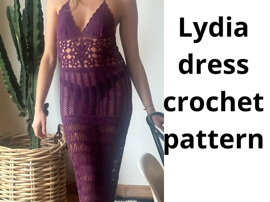 Lydia dress crochet pattern, crochet dress