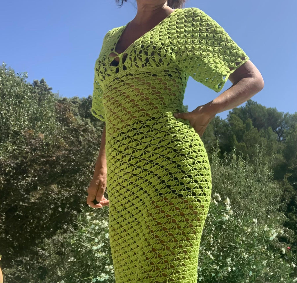IDYLLE DRESS, crochet dress, handmade crochet dress size S