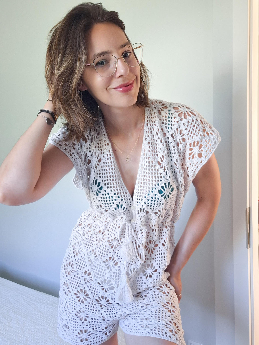 Crochet beach coverup pattern. Clea beach pantsuit. Crochet beach dress pattern