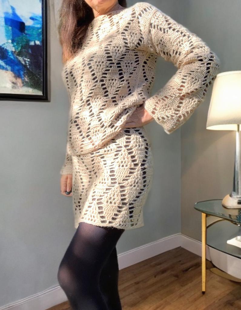 Crochet set, crochet sweater and skirt, crochet dress, handmade crochet set size S/M