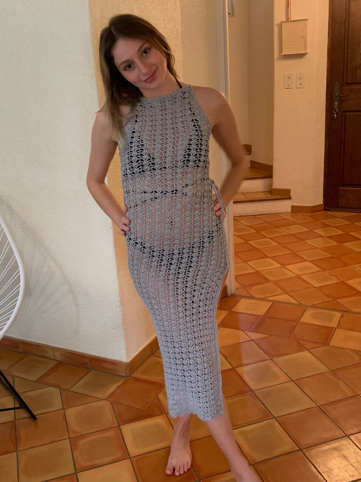 Thalia lace dress, crochet dress, crochet beach dress size S