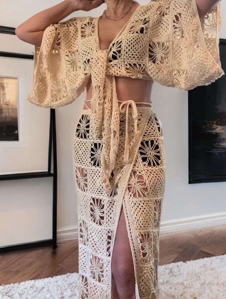 ZOE SET PATTERN, crochet set pattern, crochet dress pattern, crochet skirt pattern, crochet crop top pattern