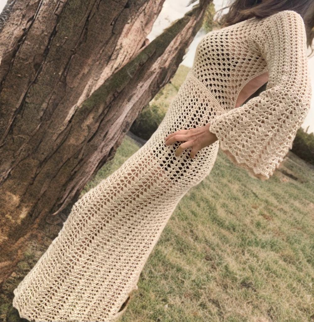 MAYA DRESS, crochet dress, handmade dress, handmade crochet dress size S