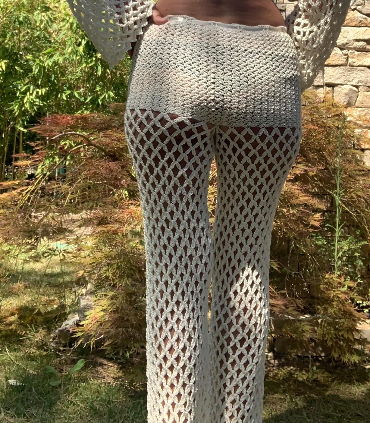 STAR SET, crochet pants and crop top, handmade set, size S