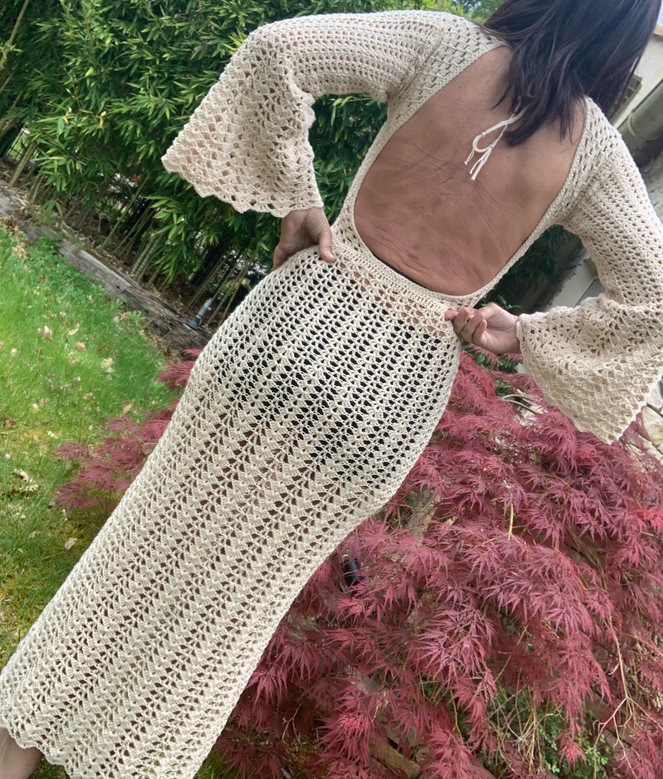 MAYA DRESS, crochet dress, handmade dress, handmade crochet dress size S