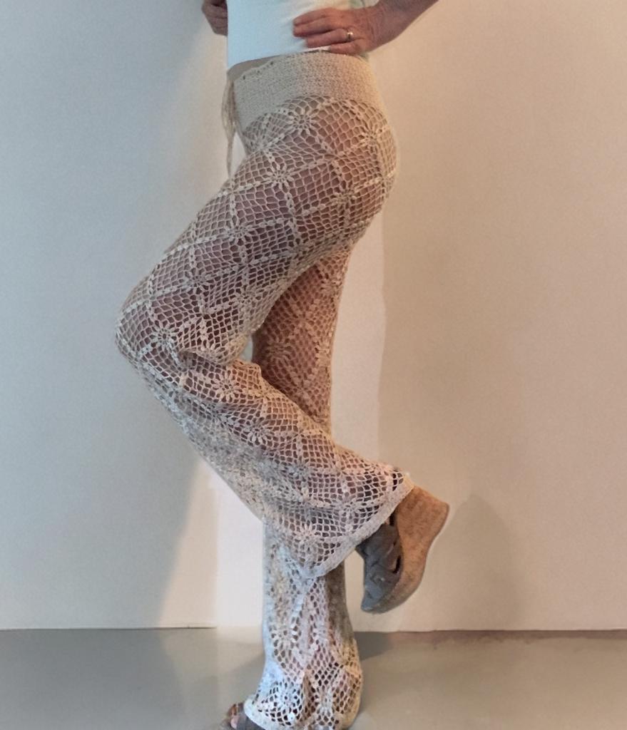 CROCHET PANTS, handmade crochet pants, pants size S