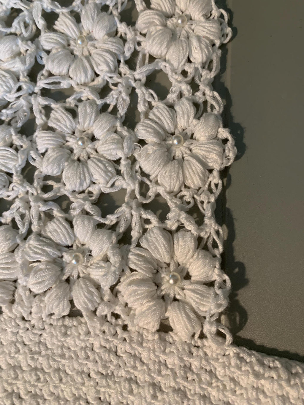 LILI CROP TOP, crochet crop top with pearls, handmade top, size M