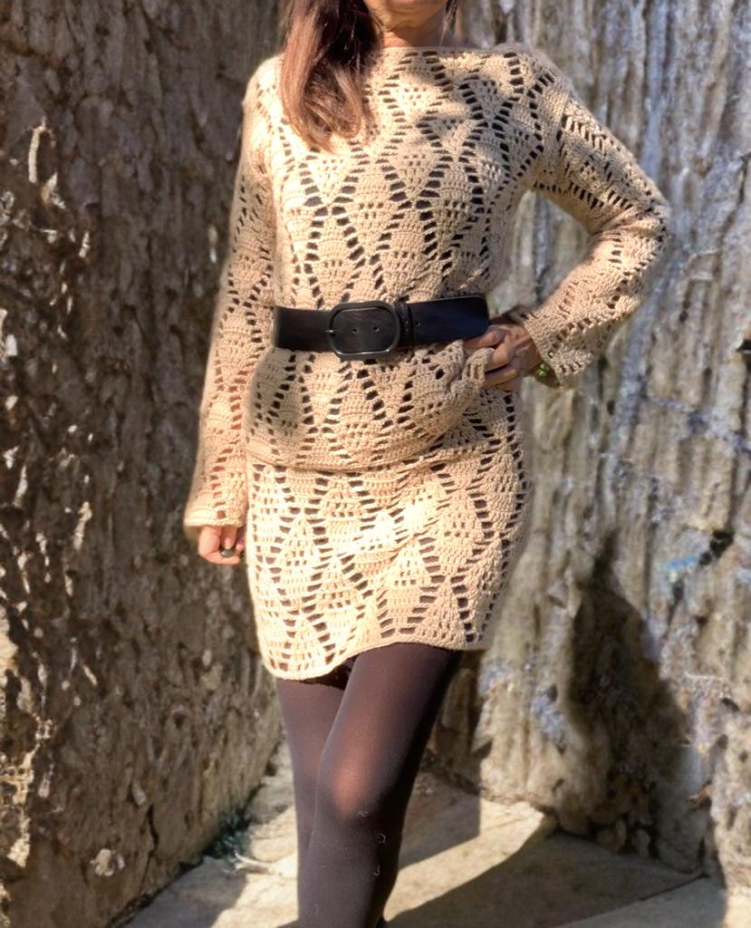 Crochet set, crochet sweater and skirt, crochet dress, handmade crochet set size S/M