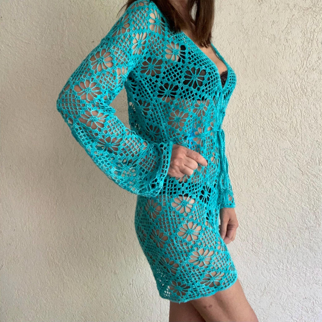 CLEA BEACH PANTSUIT, crochet beach pantsuit, handmade pantsuit , handmade crochet pantsuit, crochet beach coverup, handmade coverup size S/M