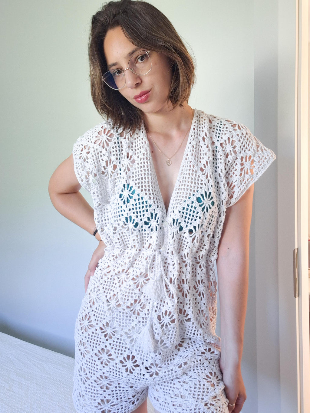 Crochet beach coverup pattern. Clea beach pantsuit. Crochet beach dress pattern
