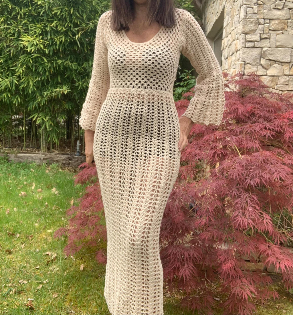 MAYA DRESS, crochet dress, handmade dress, handmade crochet dress size S