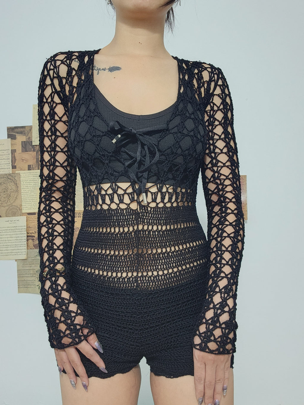 Crochet Pattern Dress Crochet Beachwear Shorty Suit Gown Shorty Suit Dress  Boho pattern Summer Crochet pattern black cover up pattern